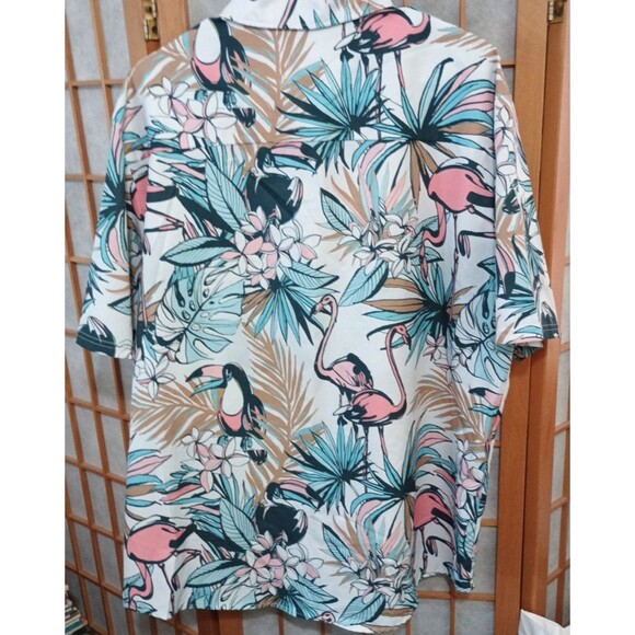 Nosirhoc Tropical Pink Flamingo Hawaiian Shirt XL Men’s Tropical Beach Button-u - Picture 5 of 11